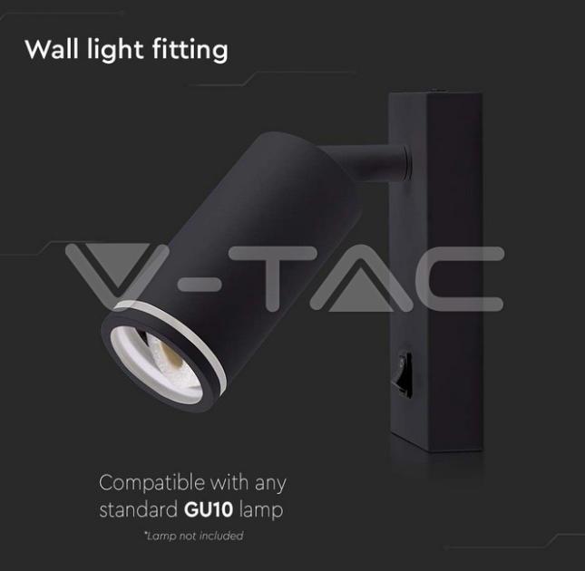 Lampada da parete V-tac 1xGU10 lampadina esclusa nero - VT-429 - 10294 03