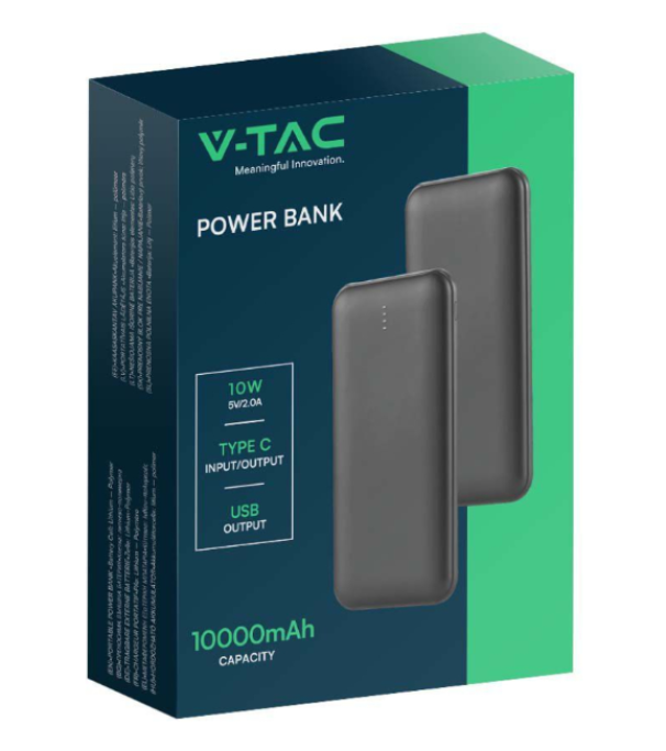 Power bank V-Tac 10W 10000mAh nero - 23036 03