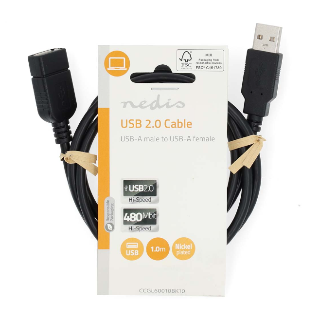Prolunga USB Nedis USB-A maschio / USB-A femmina da 1m nero - CCGL60010BK10 03