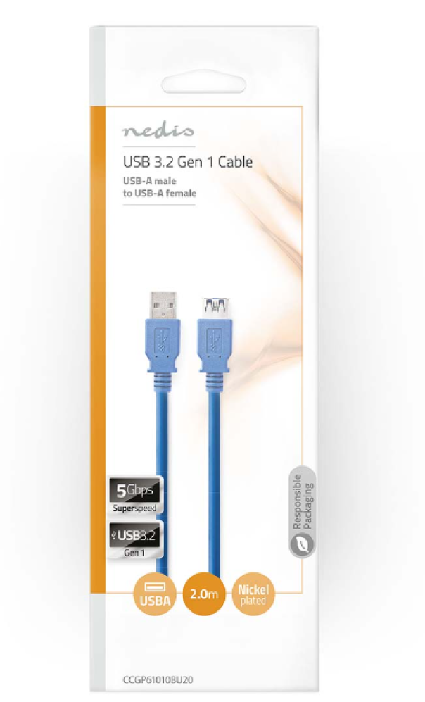Cavo USB Nedis USB-A maschio / USB-A femmina da 2m blu - CCGP61010BU20 03