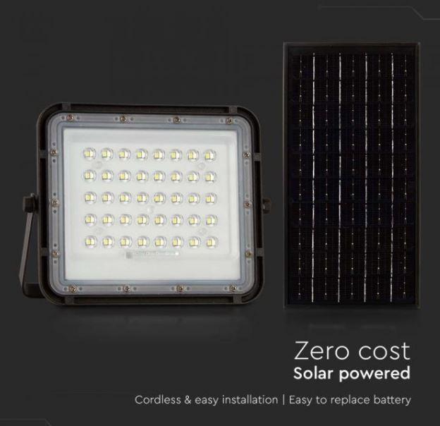 Kit pannello solare + proiettore V-tac 10W 4000K 3metri di cavo batteria 6000mAh - 7824 04