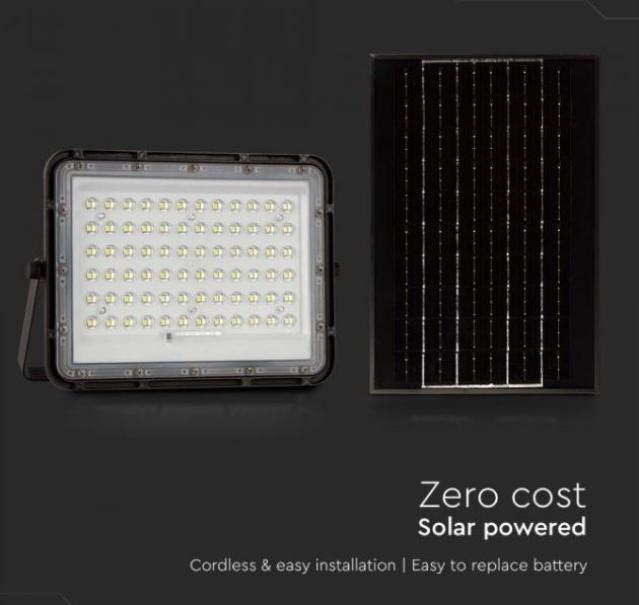 Kit pannello solare + proiettore V-tac 15W 4000K 3metri di cavo batteria 12000mAh - 7826 04