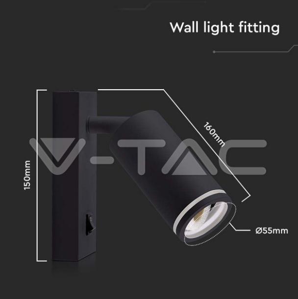 Lampada da parete V-tac 1xGU10 lampadina esclusa nero - VT-429 - 10294 04
