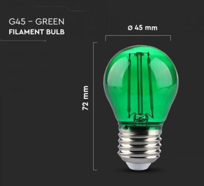 Lampadina led G45 V-tac 2W E27 verde VT-2132-G-N - 7411 - 217411 05