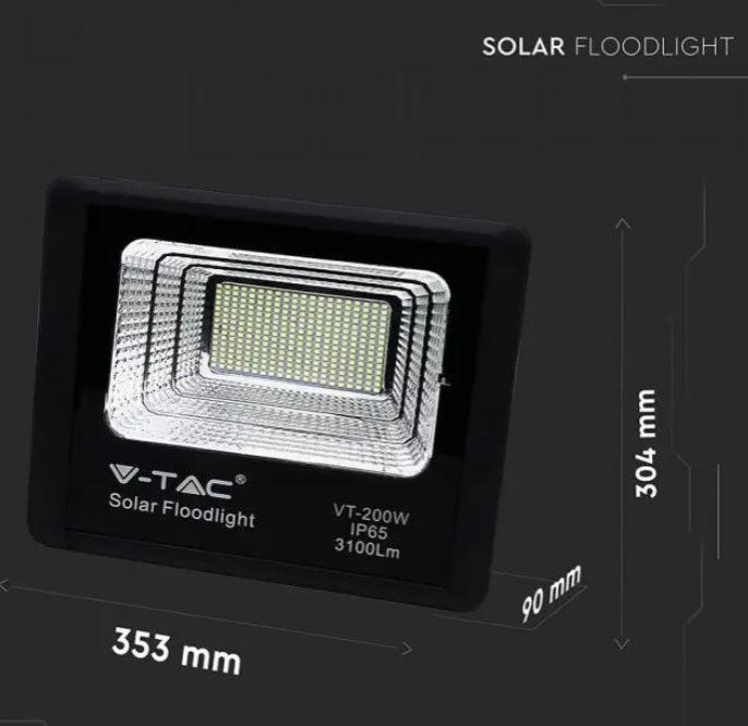 Kit proiettore led + pannello solare V-tac 40W 4000K IP65 nero - VT-200W - 8577 05