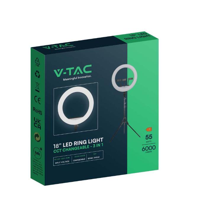 Lampada led V-tac ad anello con supporto per 3 telefoni 55W 3200-5800K VT-45055 - 23047 06