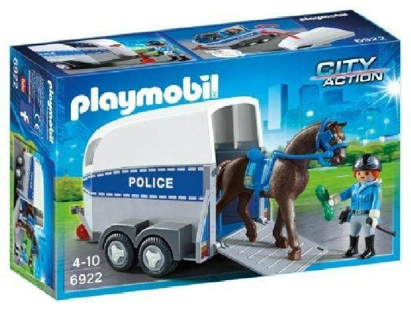 playmobil playmobil poliziotta a cavallo con rimorchio