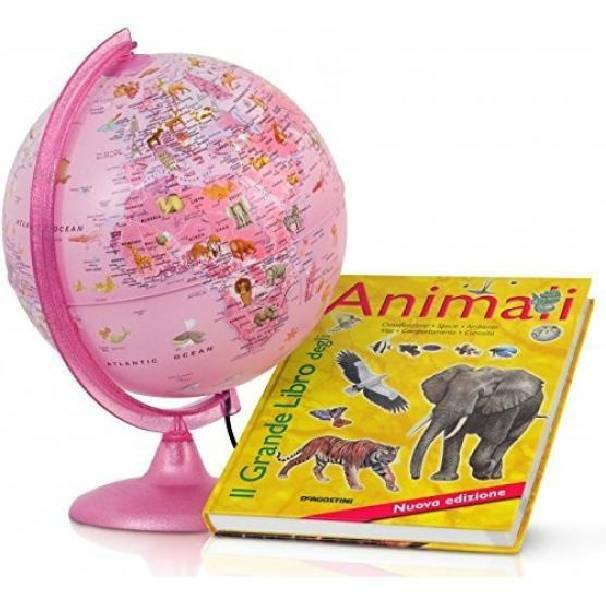 tecnodidattica tecnodidattica mappamondo rosa zoo con libro animali