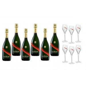 Champagne brut grand cordon 75 cl - 6 bottiglie con 6 calici originali