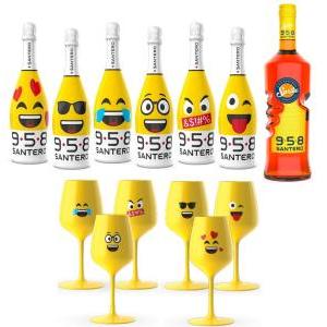 Extra dry emoji pack 75 cl - 6 bottiglie con 6 bicchieri emoji e spritz 1lt