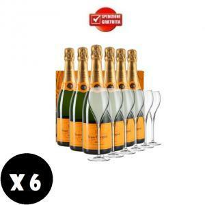 Champagne brut 75 cl special pack 6 bottiglie &#43; 6 bicchieri originali