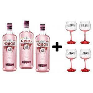 Gin gordon's pink 3 bottiglie + 4 copa glass