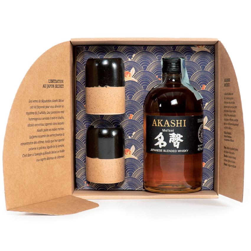 akashi akashi japanese blended whisky meisei white oak 50 cl confezione con due bicchieri giapponesi