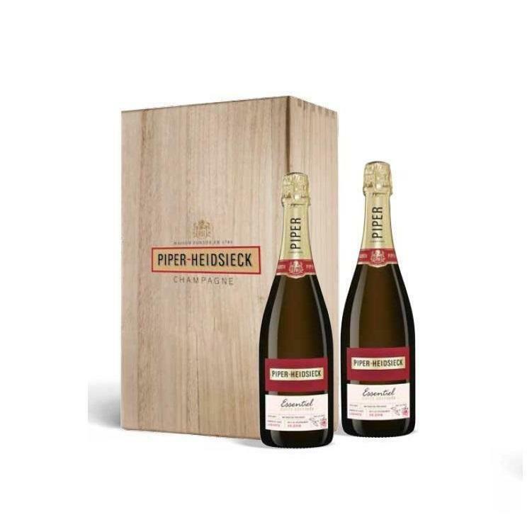 piper-heidsieck piper-heidsieck champagne essentiel cuvee reserve 75 cl due bottiglie in cassetta di legno