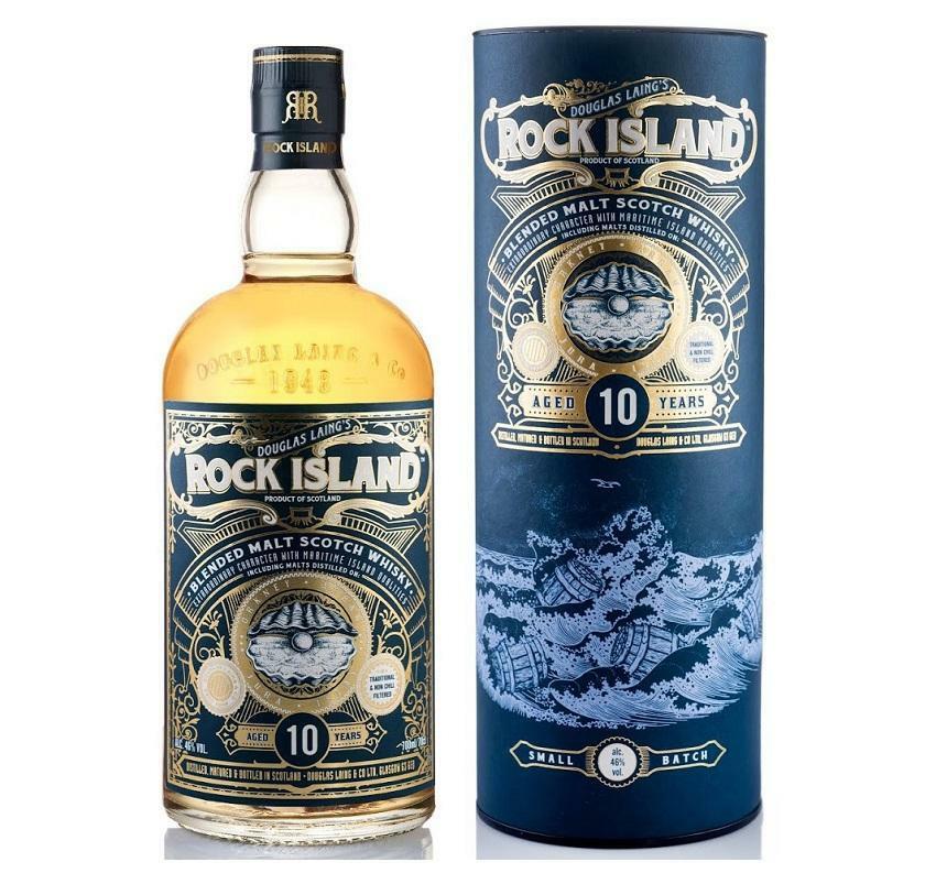 douglas laing's douglas laing's rock island blended malt scotch whisky 10 years small batch 70 cl in astuccio