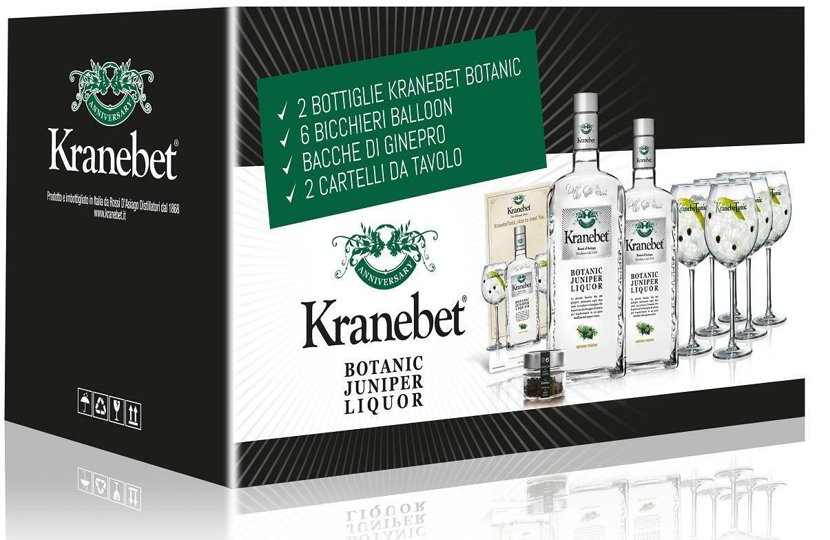 kranebet kranebet botanic juniper liquor kit due bottiglie 70 cl 6 bicchieri e bacche di ginepro