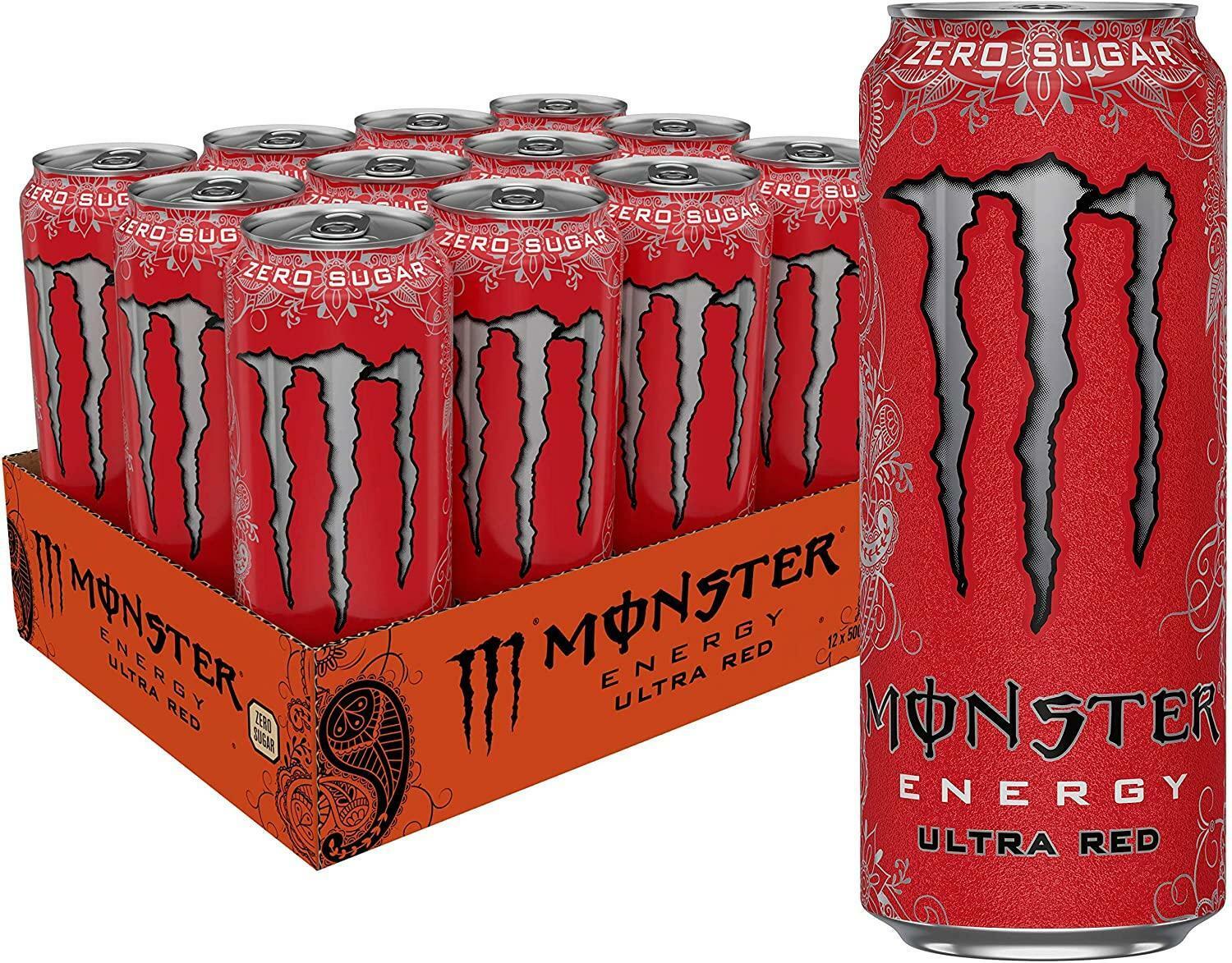 monster monster energy drink ultra red senza zucchero 500 ml 12 lattine