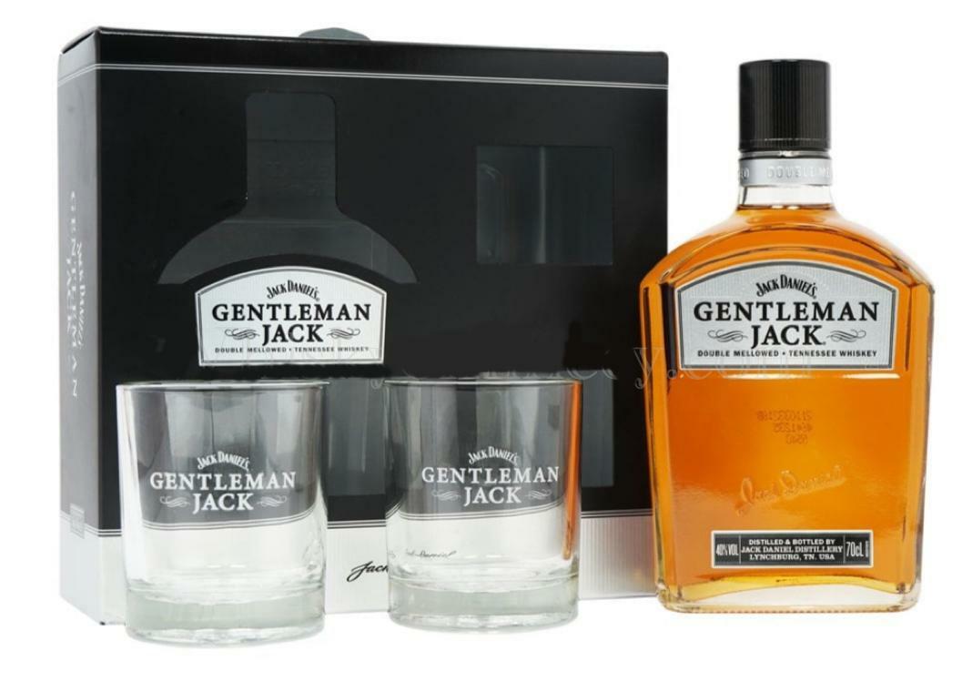 jack daniel's jack daniel's gentleman jack double mellowed whisky 70cl confezione con due bicchieri