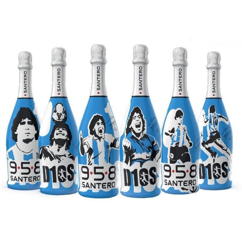 santero 958 santero 958 extra dry d10s collezione dedicata a diego limited edition 6 bottiglie miste da 75 cl