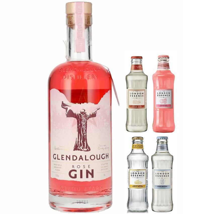 glendalough glendalough rose gin 70 cl con kit 4 bottiglie the london essence miste