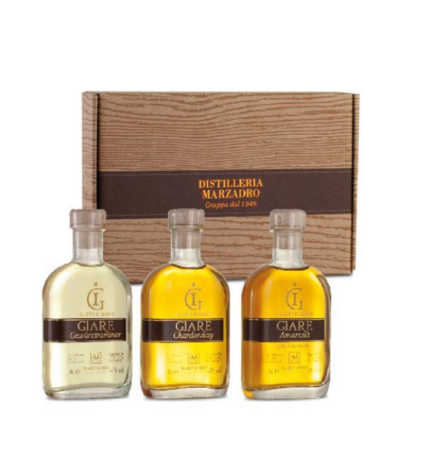 distilleria marzadro distilleria marzadro collezione grappa giare 3 bottiglie da 10 cl in confezione regalo
