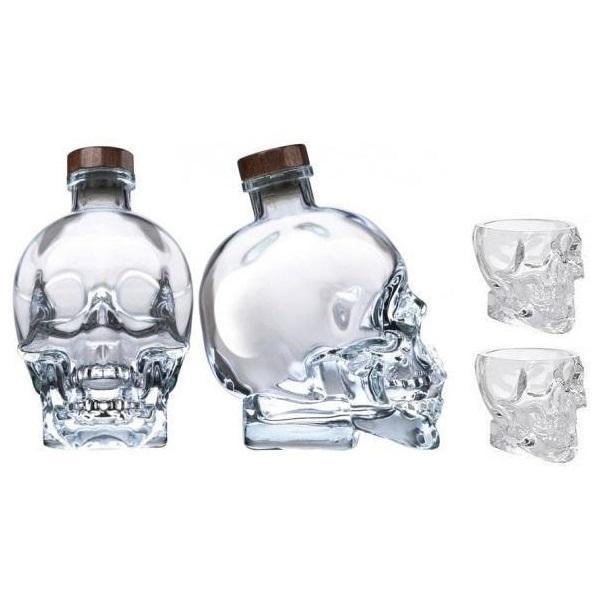 crystal head crystal head vodka 70 cl  bottiglia a forma di teschio con 2 bicchieri originali