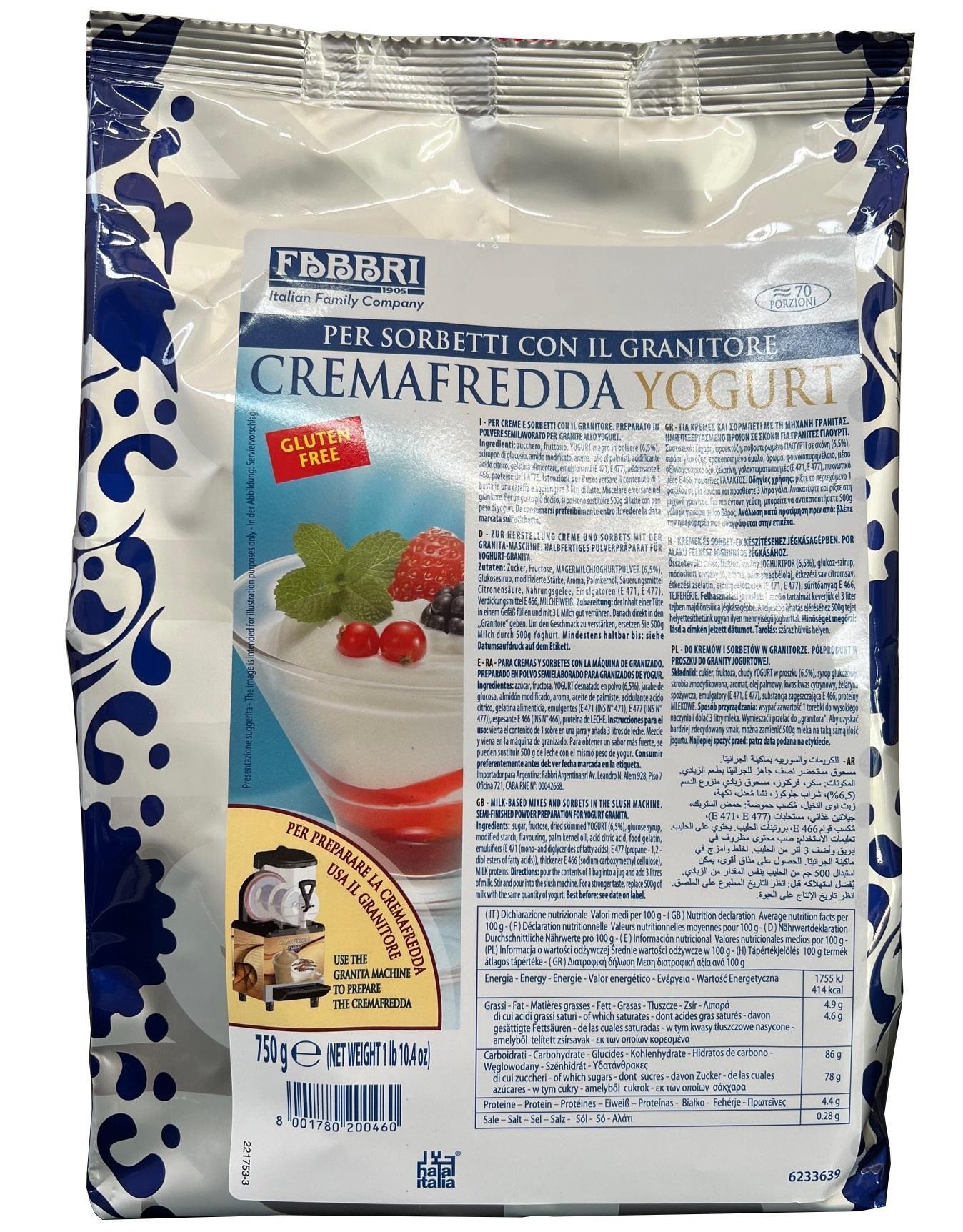 fabbri fabbri preparato per crema fredda yogurt gluten free 750g (70porzioni)
