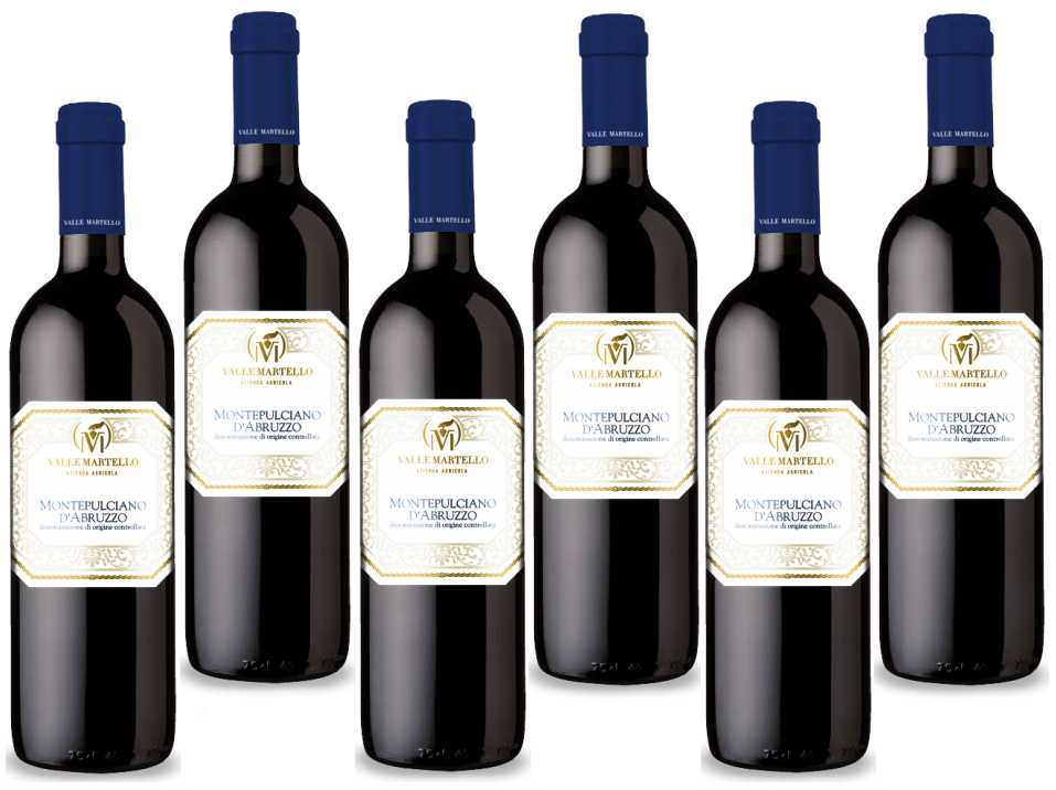 valle martello valle martello vino rosso montepulciano d'abruzzo 2022 doc 75 cl 6 bottiglie