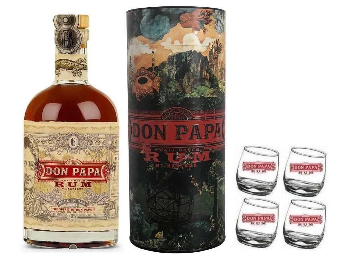 don papa rum don papa mt.kanland sugarlandia limited edition | 70cl | in astuccio con 4 bicchieri logo bianco