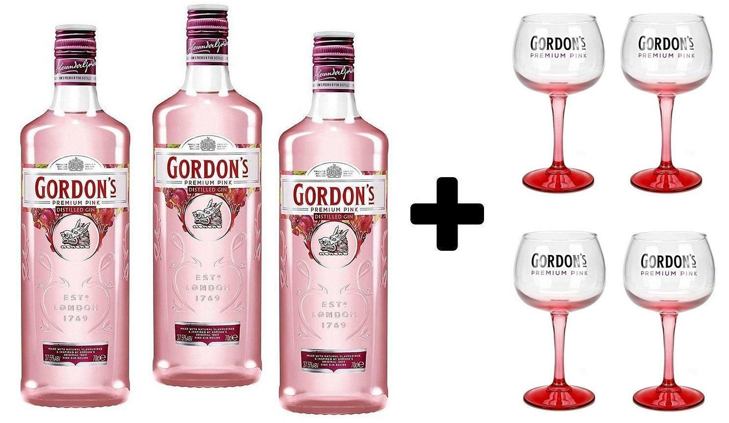 special pack special pack gin gordon's pink 3 bottiglie + 4 copa glass