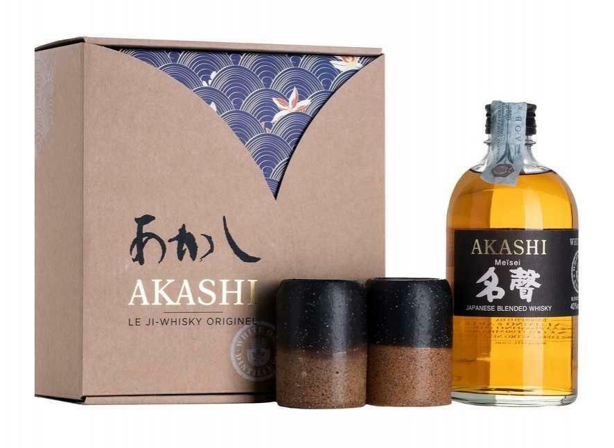 akashi akashi japanese blended whisky meisei white oak 50 cl confezione con due bicchieri giapponesi