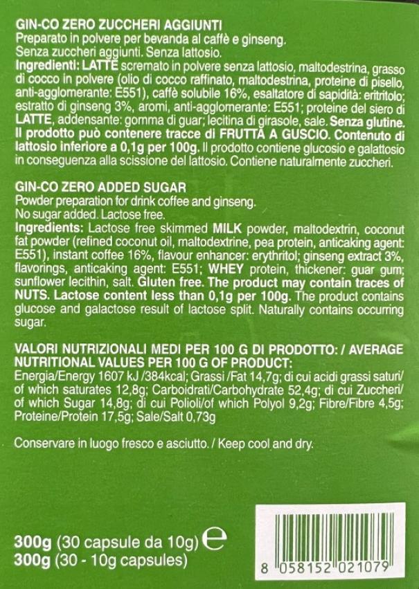 natfood natfood ginseng ginco zero solubile gin-co capsule compatibile dolce gusto 30pz senza zucchero senza lattosio
