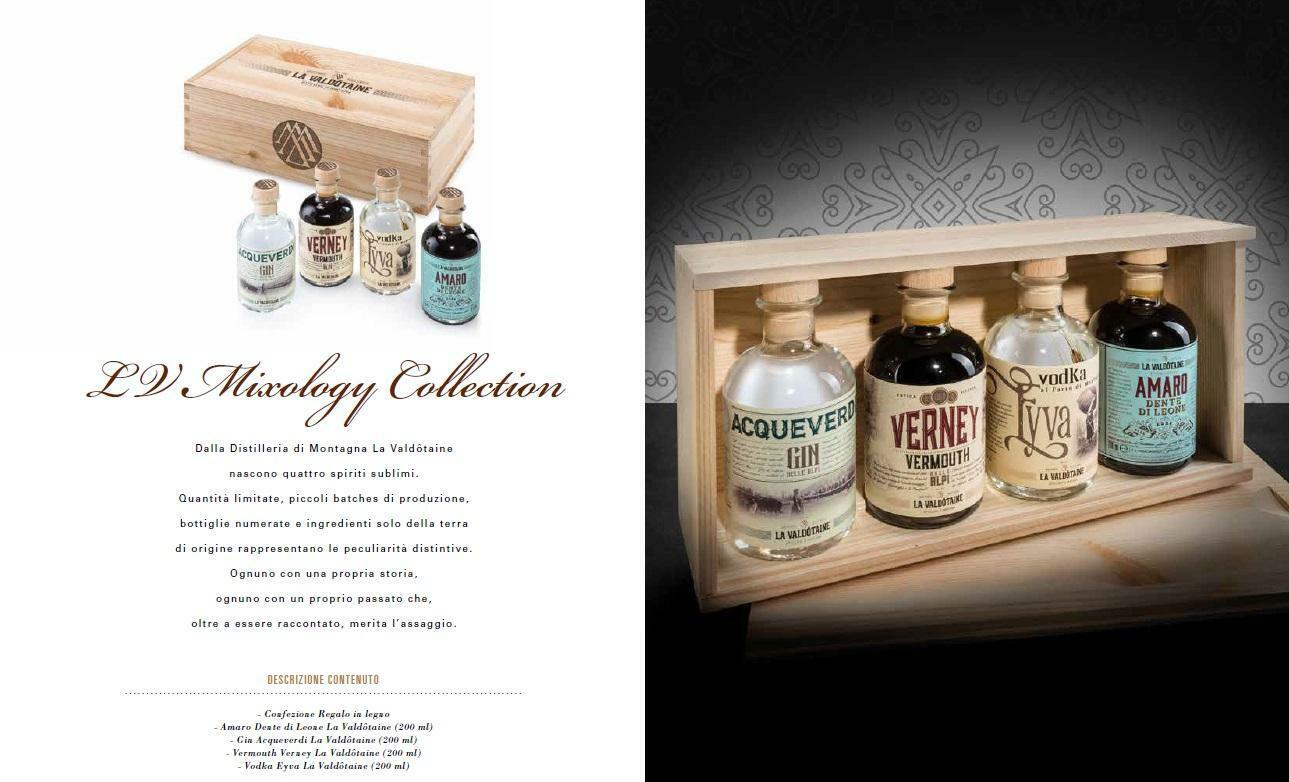 la valdotaine la valdotaine confezione regalo in legno mixology collection 4 x 20 cl