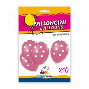 Blister 10pz palloncini rosa 26 stampa globo pois