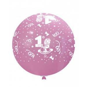 Palloncini primo compleanno colore rosa 33inc-83cm, 1pz.