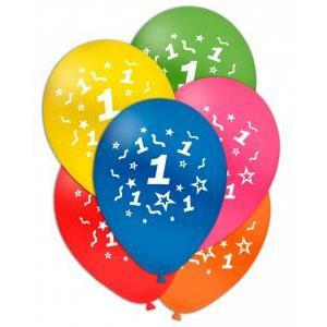 Palloncini primo compleanno in colori assortiti 12inc-30cm, 100pz.