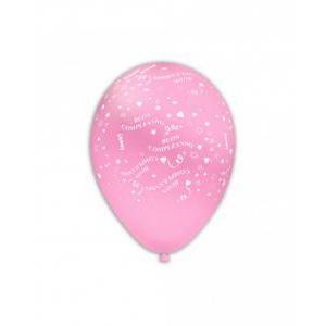 Palloncini rosa 26 con stampa globo bianca buon compleanno gsd110 12"-30cm, 100pz.