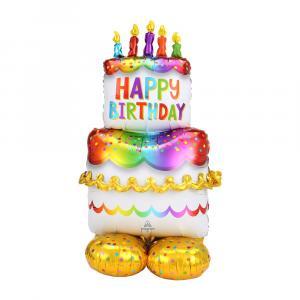Palloncino  happy birthday torta airloonz 53"-135cm. 1pz