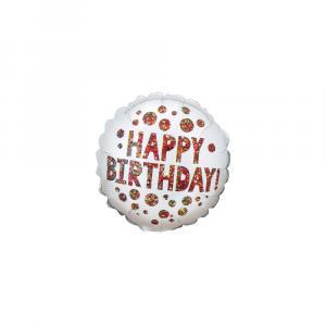 Palloncini  happy birthday glitter tondo minishape 9"-22cm. 5pz