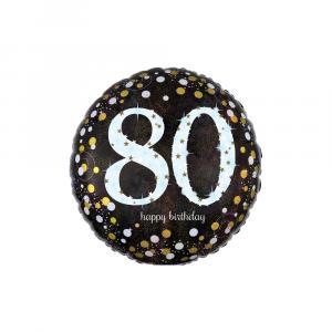 Palloncino  happy birthday 80 anni scintillante tondo standardshape 18"-46cm. 1pz