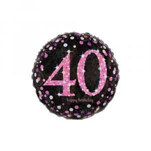 Palloncino  happy birthday 40 pink celebration tondo standardshape 18"-46cm. 1pz