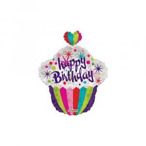Palloncino  happy birthday cupcake 22"-55cm. 1pz
