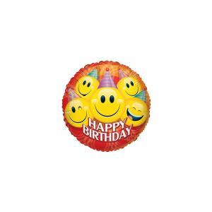 Palloncini  happy birthday party smile 9"-22cm. 5pz