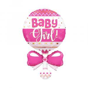 Palloncino  baby girl sonaglio rosa 36"-91cm. 1pz