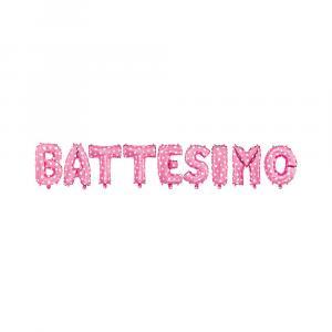 Palloncino  kit festone battesimo rosa con valvola 14"-35cm. 1pz