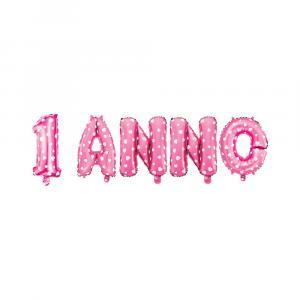 Palloncino  kit festone 1 anno rosa con valvola 14"-35cm. 1pz