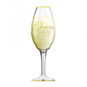 Palloncino  bicchiere champagne cheers 16"x39". 1pz
