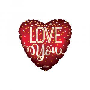 Palloncino  cuore love you rosso con cuoricini 18"-45cm. 1pz