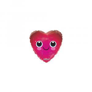 Palloncini  cuore olografico con faccia 4"-10cm. 5pz