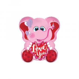 Palloncino  i love you elefante rosa 22"-55cm. 1pz